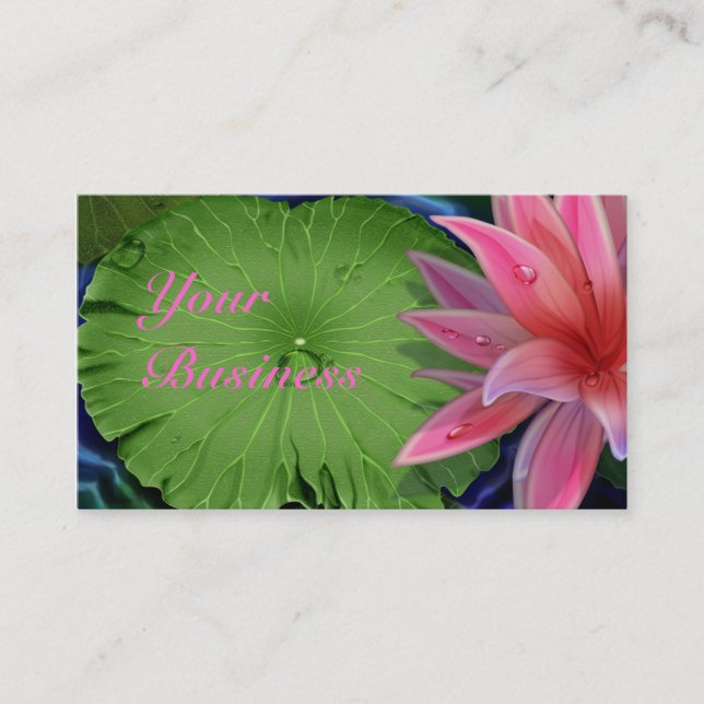 Carte de visite rose Lotus (Devant)
