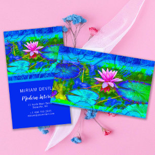 Carte De Visite Rose Lotus Blue Namaste Yoga Studio ou Designer