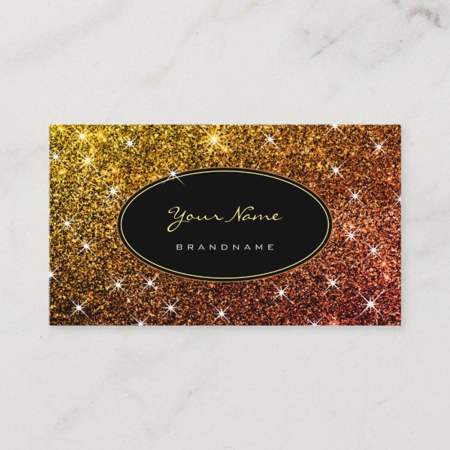 Carte De Visite Rose lumineux Parties scintillant dorée glam promo (Devant)