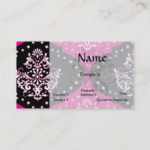 Carte De Visite rose magenta noir blanc henna damas