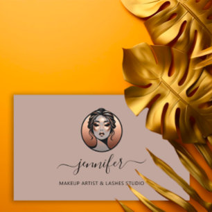 Carte De Visite Rose maquillage Artiste logo personnalisé Lashes Q