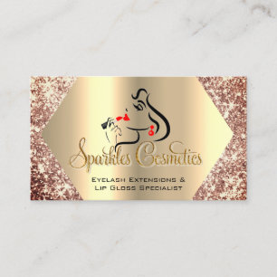 Carte De Visite Rose maquillage Eyelash Extensions Lip Gloss Logo