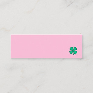 Carte de visite rose mini Trèfle irlandais Lucky 4