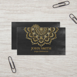 Carte De Visite Rose minimaliste moderne Gold Lotus Yoga Instructe