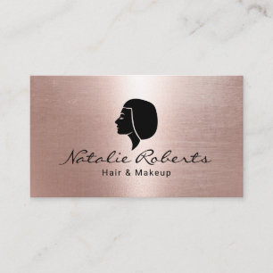 Carte De Visite Rose moderne Gold Bob Hair Logo Beauté Salon