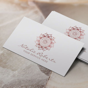Carte De Visite Rose moderne Gold Mandala Logo Life Coach Yoga SPA