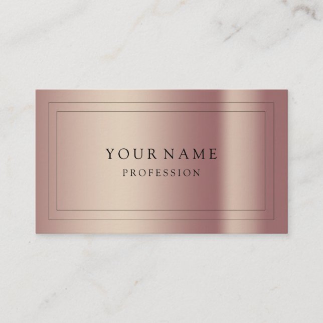 Carte De Visite Rose moderne Gold Minimal soie Metallic Blanc Busi (Devant)