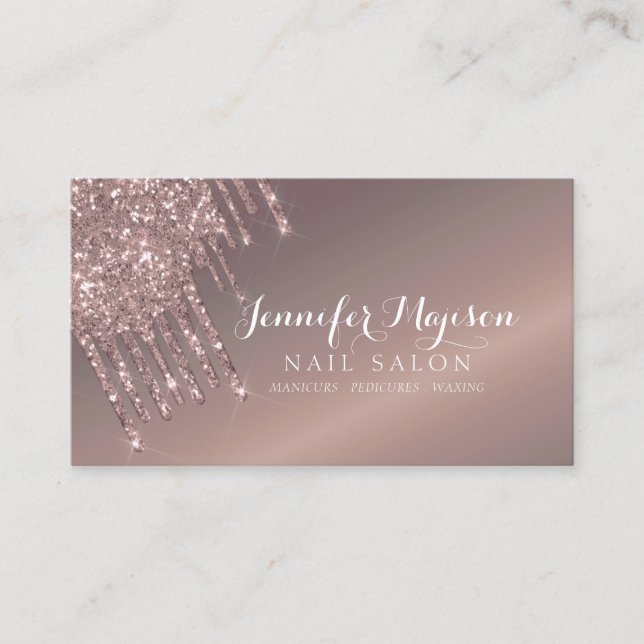 Carte De Visite Rose moderne Parties scintillant or Drives Nail Sa (Devant)