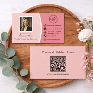 Carte de visite rose moderne personnalisée avec ph