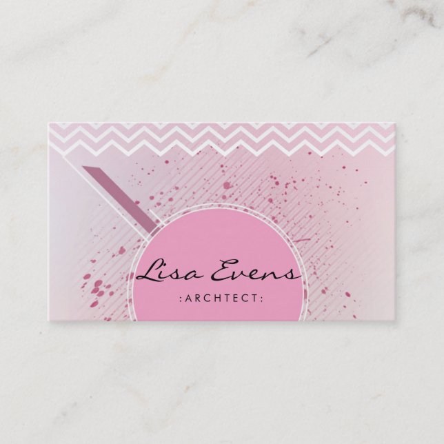 Carte de visite rose Motif classique Chevron (Devant)