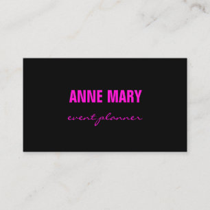 Carte De Visite Rose Néon Chaud Écriture Noir Couleurs Vives Fémin