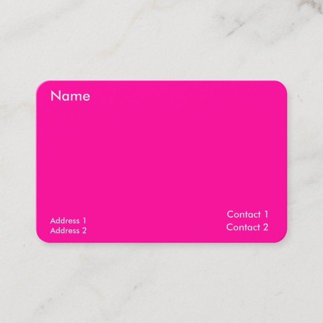 Carte De Visite rose néon -minimaliste (Devant)