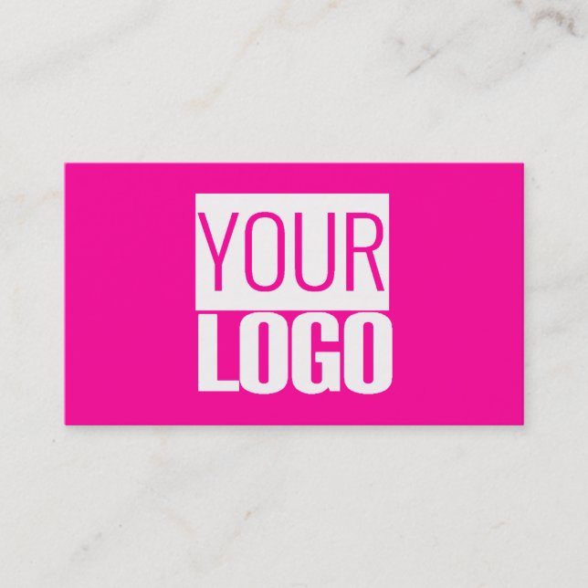 carte de visite rose néon - votre logo et code QR (Devant)