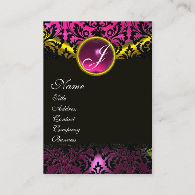 Carte De Visite ROSE NOIR AMÉTHYST DOMMASK MONOGRAM, or fuchsia (Devant)