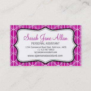 Carte de visite rose, noir et blanc