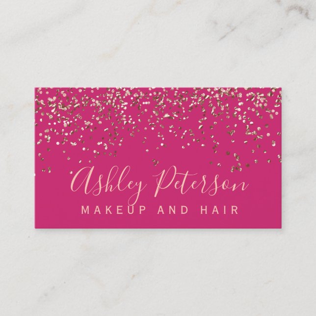 Carte De Visite Rose or confetti rose chic typographie (Devant)