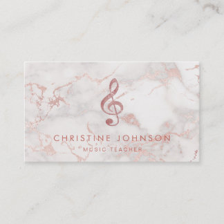 Carte De Visite rose or musique treble clef