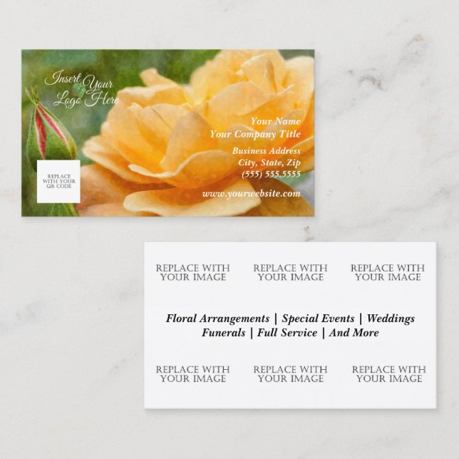 Carte de visite Rose orange fleuriste (Devant / Derrière)