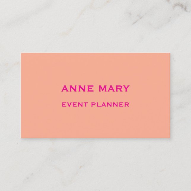 Carte De Visite Rose Orange Rose Chaud Rétro Moderne Professionnel (Devant)