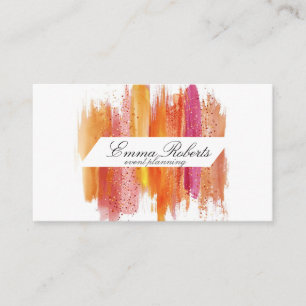Carte De Visite Rose orange vintage clip art, coups de pinceau