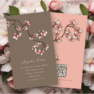 Carte De Visite Rose oriental fleurs de rose élégant Sakura chic