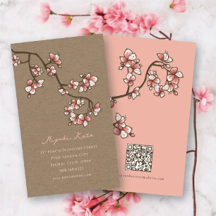 Carte De Visite Rose orientale fleurs élégante Sakura Kraft