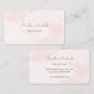 Carte De Visite Rose Pâle Aquarelle Minimaliste