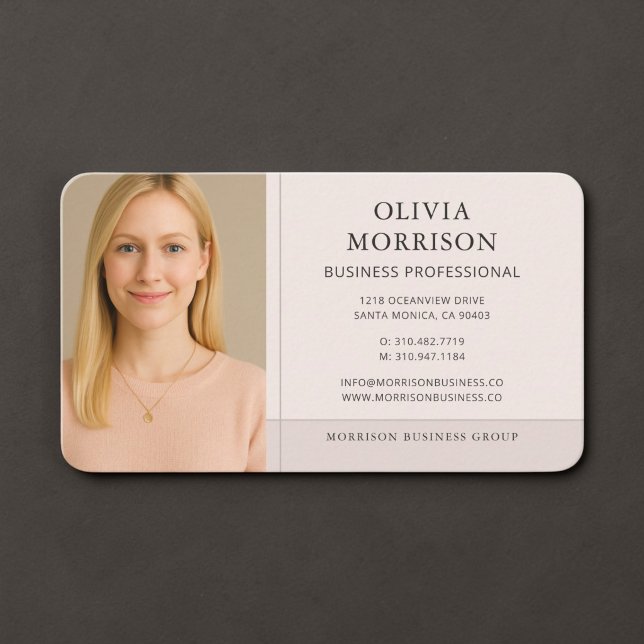 Carte de visite Rose Pâle avec Photo  (Créateur téléchargé)