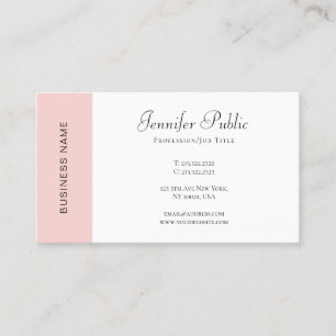 Carte De Visite Rose Pâle Blanc Moderne Simple Élégant Modèle