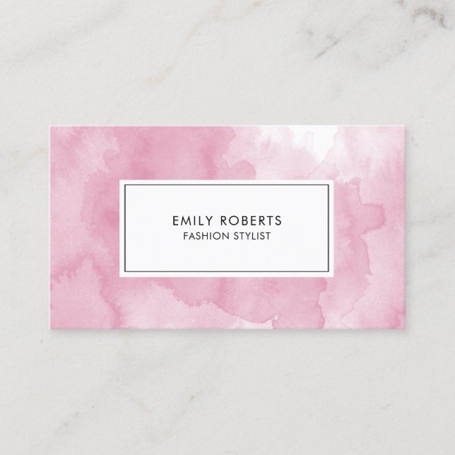 Carte De Visite Rose Pâle Élégant Aquarelle Créative (Devant)