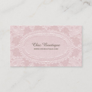 Carte De Visite Rose Pâle Lin et Dentelle Élégant Rustique