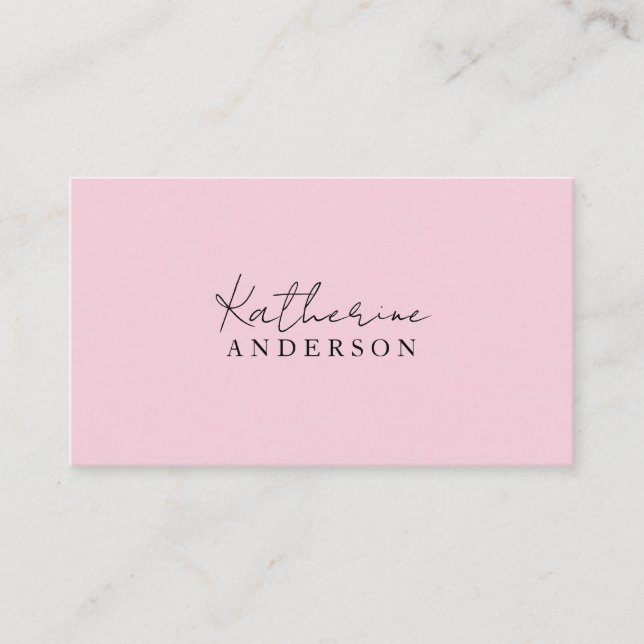 Carte De Visite Rose Pâle Minimaliste  (Devant)