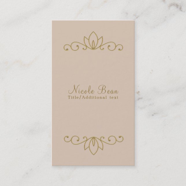 Carte De Visite Rose Pâle & Or Élégant Chic Sur Mesure Glam (Devant)