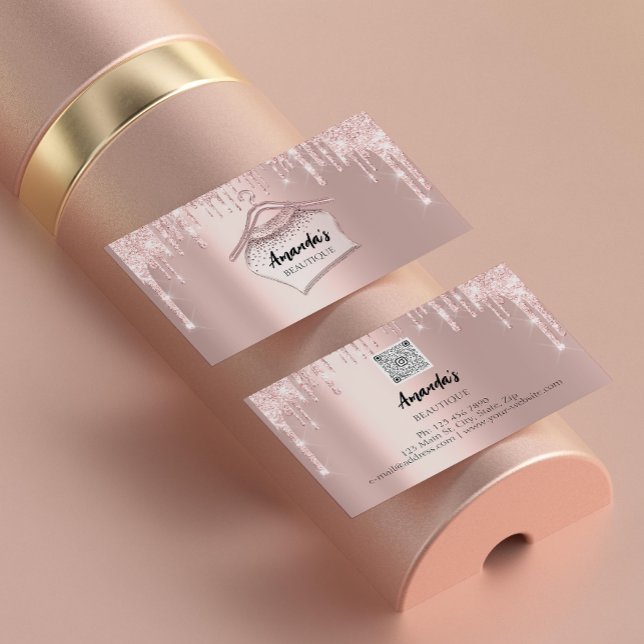 Carte De Visite Rose Parties scintillant Closet Hanger Boutique QR (Créateur téléchargé)