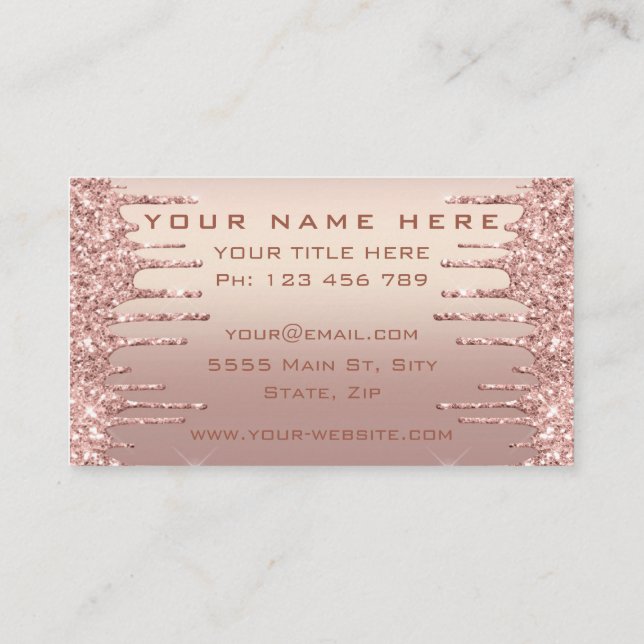 Carte de visite rose Parties scintillant Gold Conc (Dos)