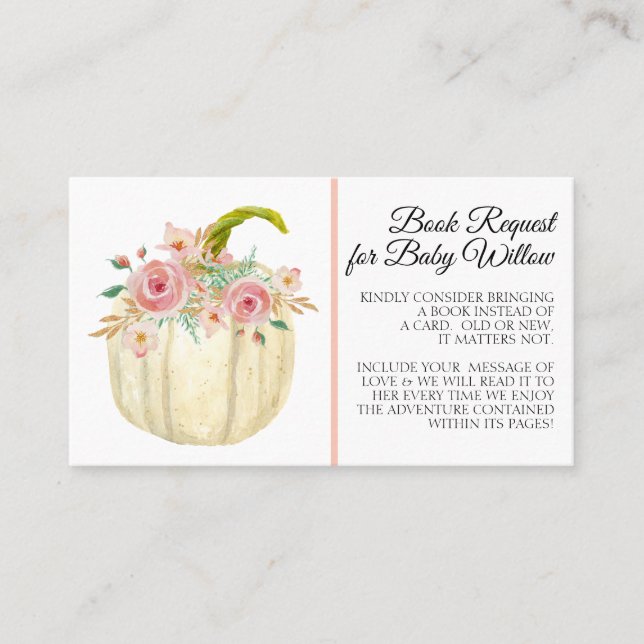Carte De Visite Rose Peony Blush Rose Floral Citrouille Demande de (Devant)