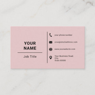 Carte De Visite Rose Poudré et Texte de Logo Personnalisé Minimali