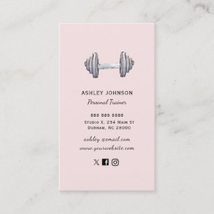 Carte de visite rose pour entraîneur de fitness