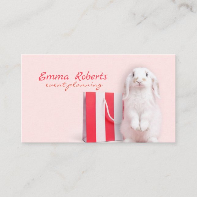 Carte de visite rose pour l'organisation d'événeme (Devant)
