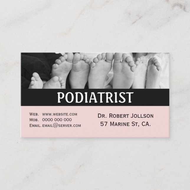 Carte de visite rose pour rendez-vous médicaux de  (Devant)