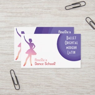 Carte de visite rose pourpre d'école de danse de