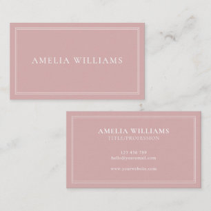 Carte De Visite Rose Poussiéreuse Élégante Minimaliste Professionn