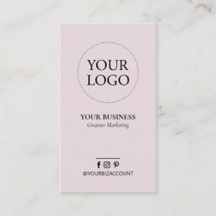 Carte De Visite Rose Poussiéreuse Logo Minimaliste Médias Sociaux