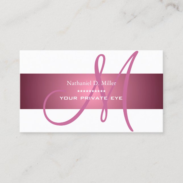 Carte De Visite Rose Poussiéreuse Monogramme/Couleur de fond DIY (Devant)