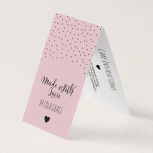 Carte De Visite Rose poussiéreux fait de points délicats avec amou