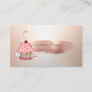 Carte De Visite Rose professionnel Gold Brush Stroke Cupcake
