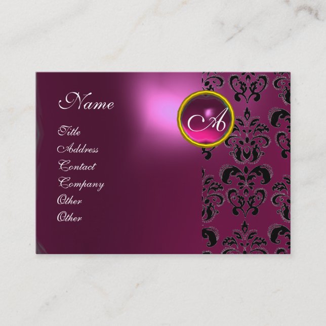Carte De Visite ROSE PURPLE AMÉTHYST DOMMASK MONOGRAM, fuchsia (Devant)