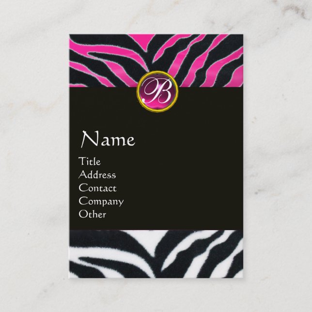 CARTE DE VISITE ROSE, PURPLE BLACÉ ZEBRA FUR MONOGRAM (Devant)