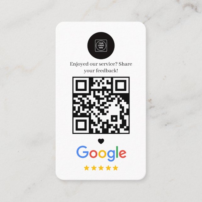 Carte de visite rose QR avec 5 étoiles (Devant)
