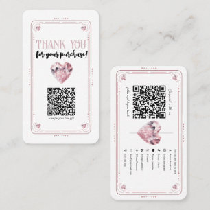 Carte De Visite Rose Quartz Cœur Rose Cristal QR Réseaux Sociaux